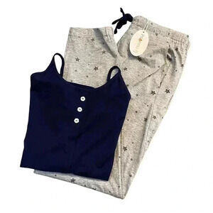 Insomnia Pj Jogger Tank Loungewear Pajama Set With Stars Made In USA Size Small